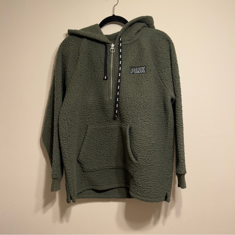 PINK‎ by Victoria’s Secret Green Sherpa Hoodie size M